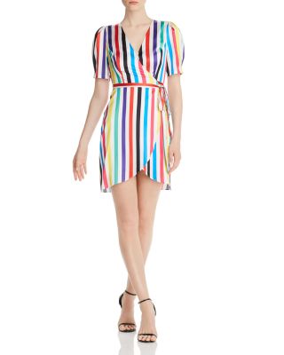 AQUA Rainbow-Stripe Wrap Dress - 100% Exclusive | Bloomingdale's